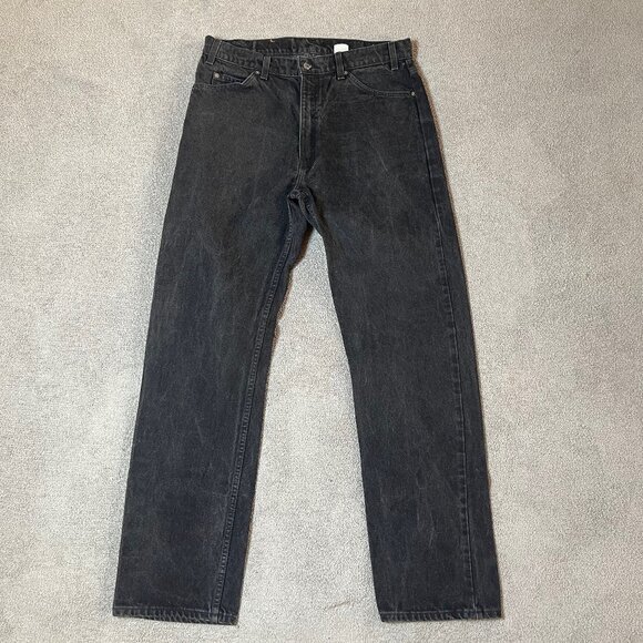 Vintage Levis 505 Orange Tab Jeans Men's 36x32 Black Straight Leg Made USA 90s - Picture 1 of 9